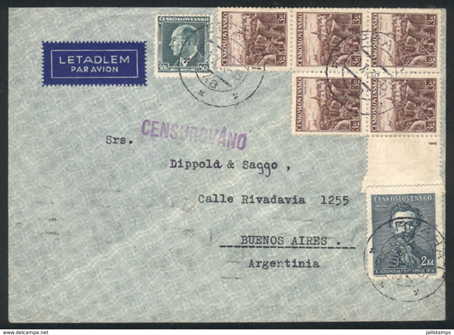 CZECHOSLOVAKIA: 1/OC/1938 Praha - Argentina, Airmail Cover Sent By Air France With Nice Postage Of 17.50Kc., With Buenos - Other & Unclassified