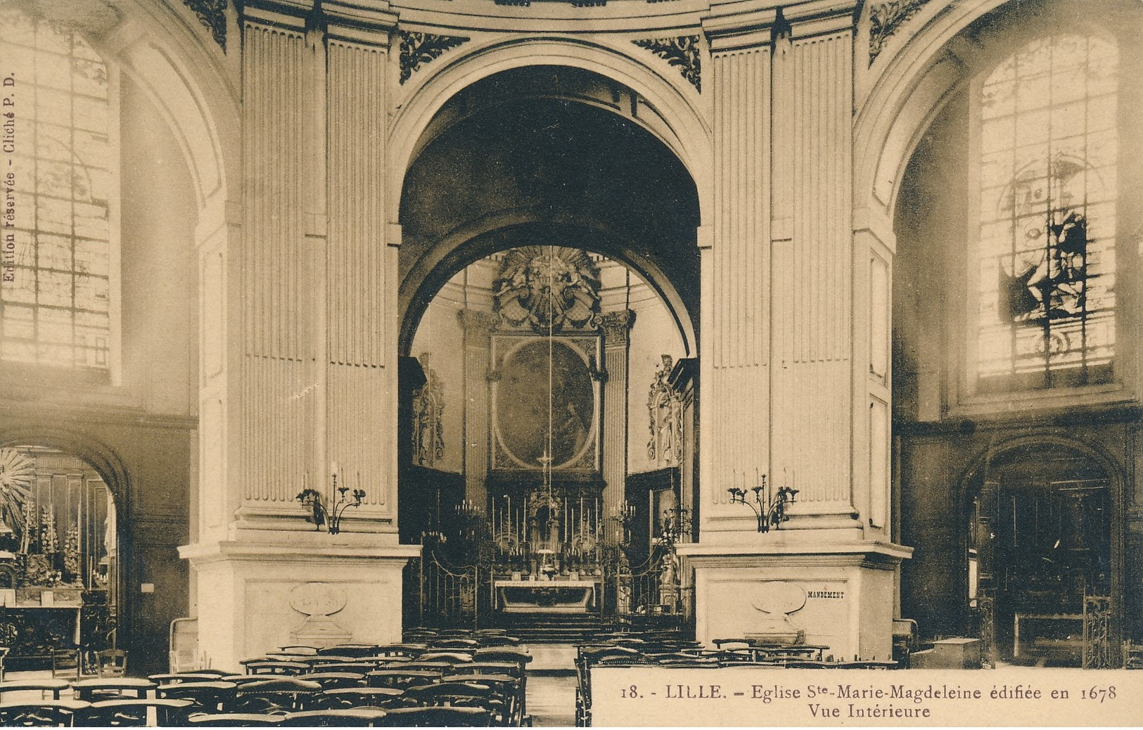 Lille PD 18 Eglise Sainte Marie Magdeleine Vue Intérieure état Neuf - Lille