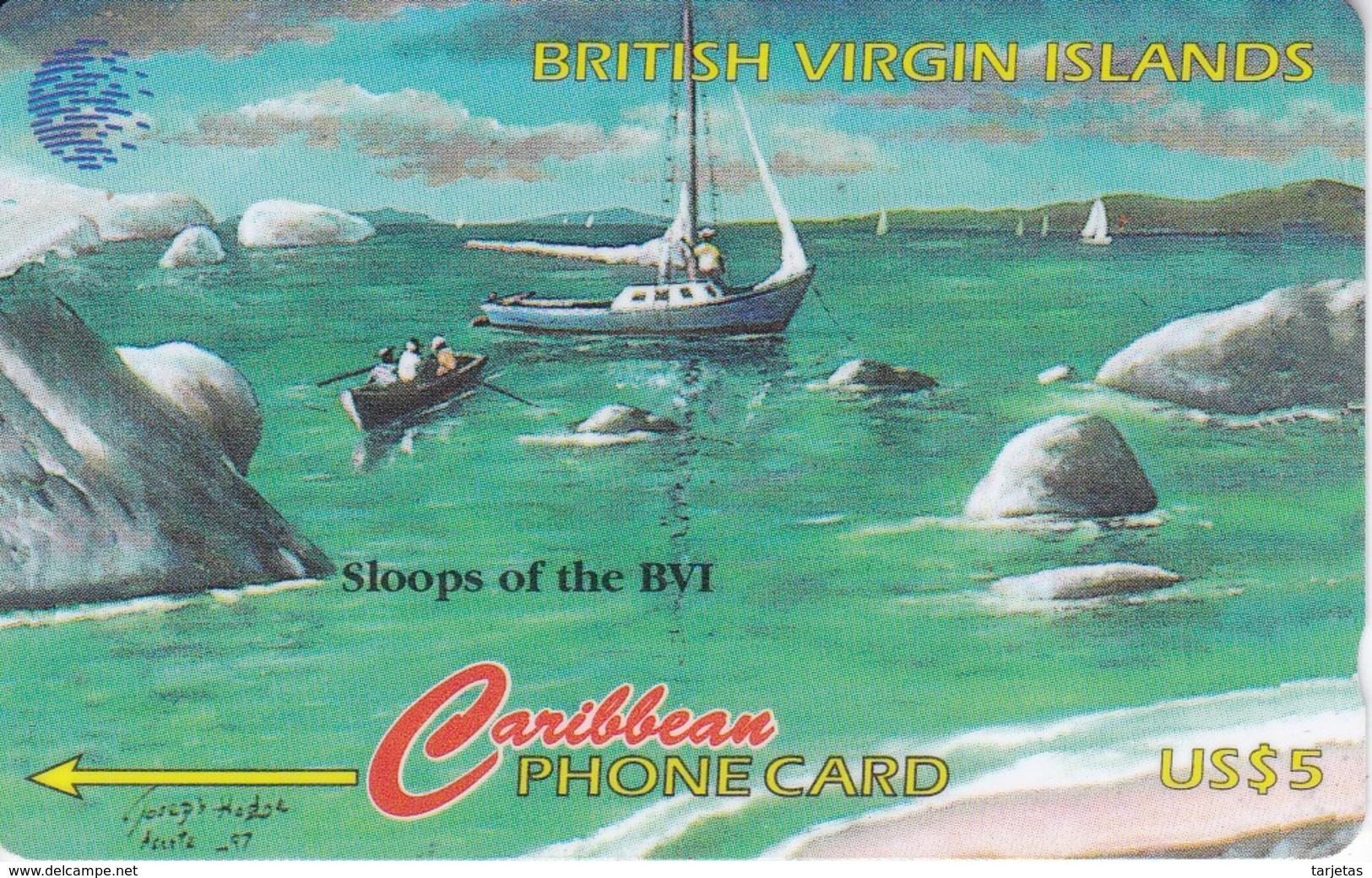 TARJETA DE VIRGIN ISLANDS DE UN VELERO  (SHIP)  218CVVA (LETRAS INGLES) - Virgin Islands