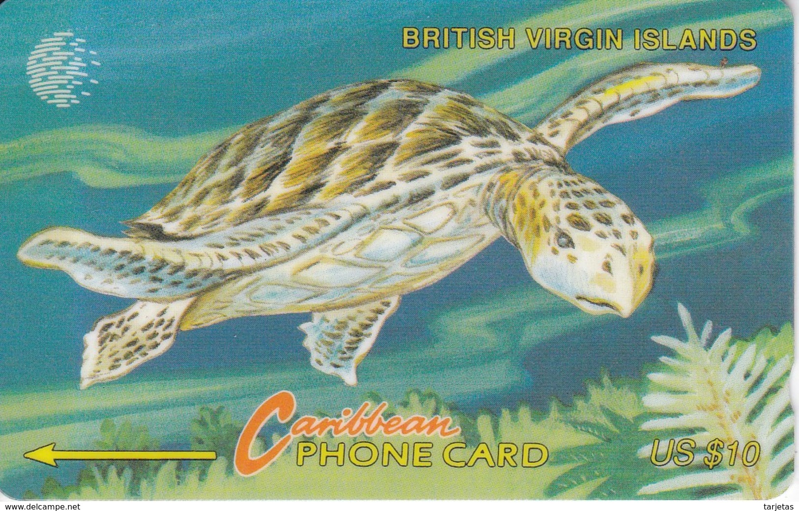 TARJETA DE BRITISH VIRGIN ISLANDS DE UNA TORTUGA (TURTLE) 20CBVB - Isole Vergini