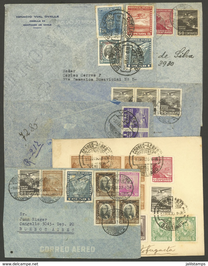 CHILE: 6 Airmail Covers Used Between 1934 And 1939, VF Quality! - Chile