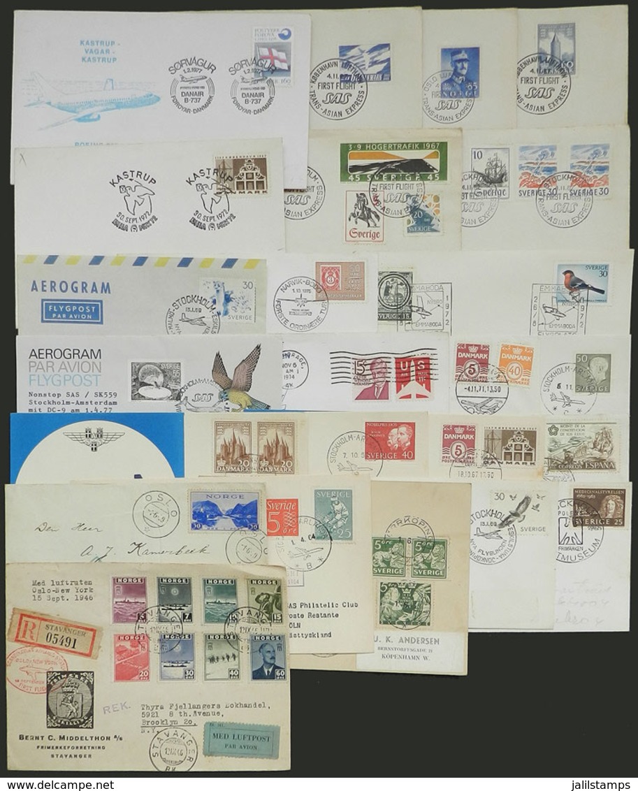 SCANDINAVIA: 24 Covers Or Cards Of Years 1938 To 1977, Almost All FIRST FLIGHTS Or Special Flights, Fine To Very Fine Ge - Otros - Europa