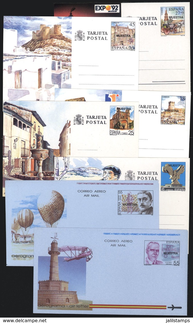 SPAIN: 7 Modern Postal Stationeries, All With MUESTRA Overprint, Excellent Quality, Very Thematic Items! - Other & Unclassified