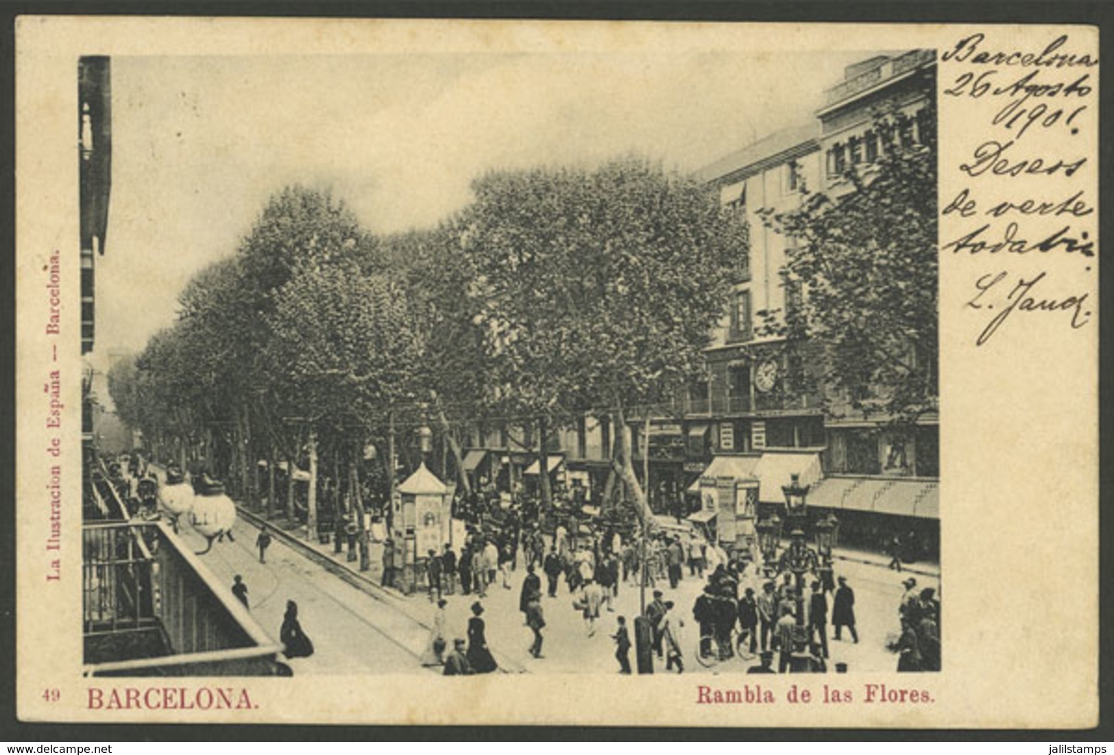 SPAIN: BARCELONA: Rambla De Las Flores, Sent To Argentina In 1901, VF Quality - Sonstige & Ohne Zuordnung