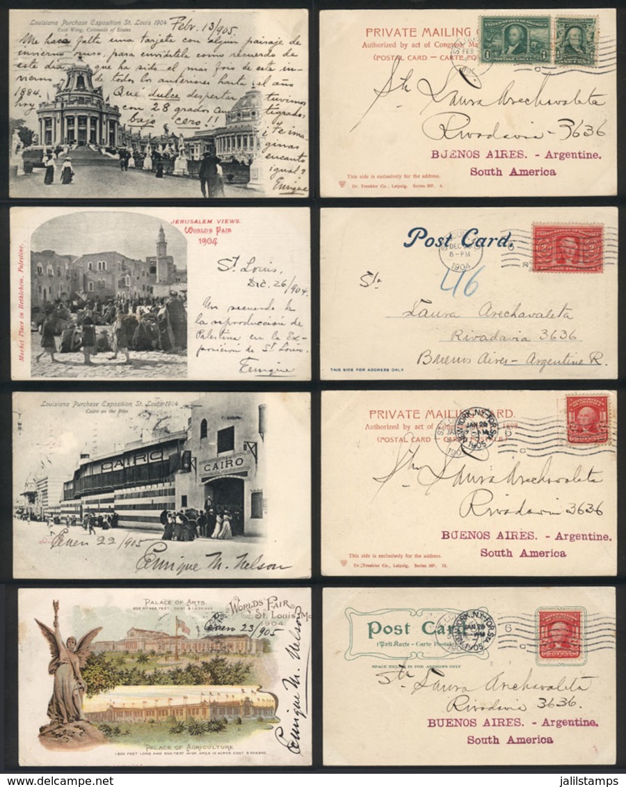 UNITED STATES: 13 Beautiful Postcards With Views Of The LOUISIANA EXHIBITION Sent To Argentina Between DE/1904 And MAR/1 - Otros & Sin Clasificación