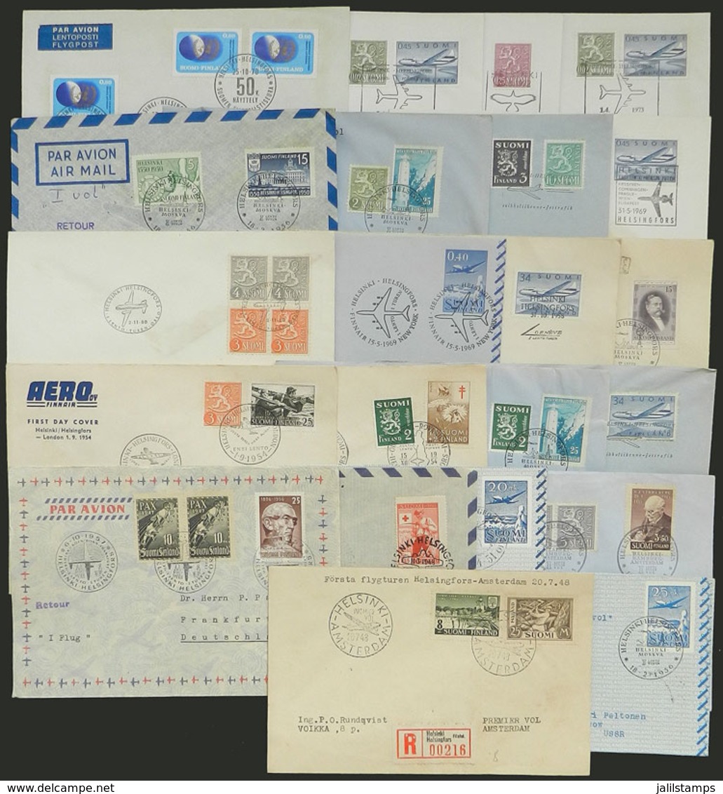 FINLAND: 22 Airmail Covers, Aerograms, Etc. Of Years 1948 To 1973, Almost All FIRST FLIGHTS Or Special Flights, VF Gener - Otros & Sin Clasificación