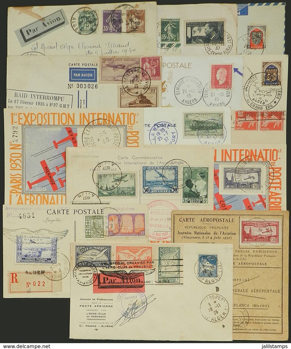 FRANCE: 1926 To 1951, 14 Covers And Cards, Most Flown In Special Flights Of Aeronautic Congresses Or Air Races, Some Ver - Otros & Sin Clasificación