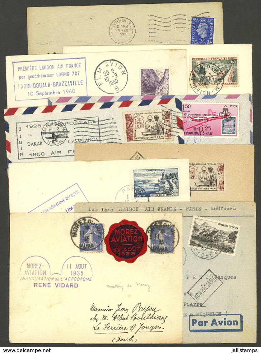 FRANCE: 9 Covers Of Years 1935 To 1967, Almost All First Flights From Or To France, VF General Quality! ATTENTION: Pleas - Otros & Sin Clasificación