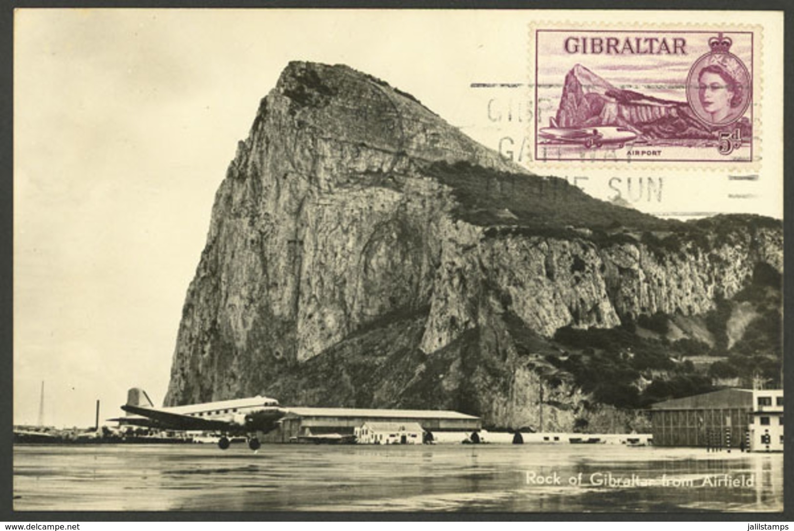 GIBRALTAR: Maximum Card Of The Year 1959: Airport And Plane Taking Off, VF Quality! - Gibraltar