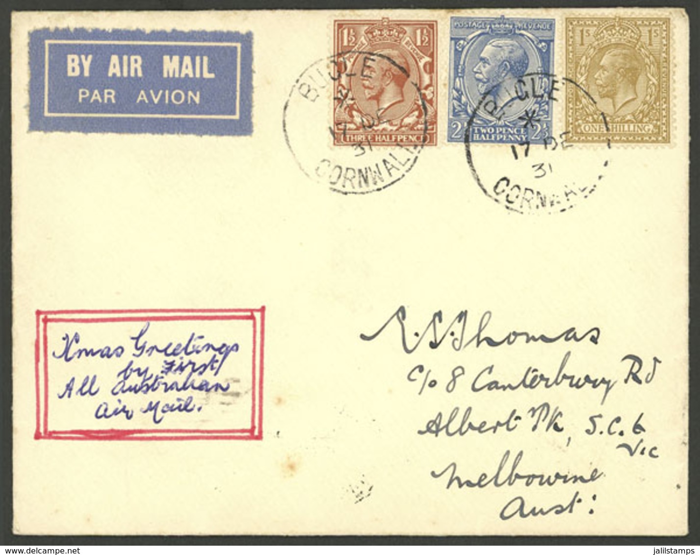 GREAT BRITAIN: 17/DE/1931 London - Australia, Airmail Cover With Arrival Backstamp Of Melbourne 22/JA/1932, VF Quality! - Sonstige & Ohne Zuordnung
