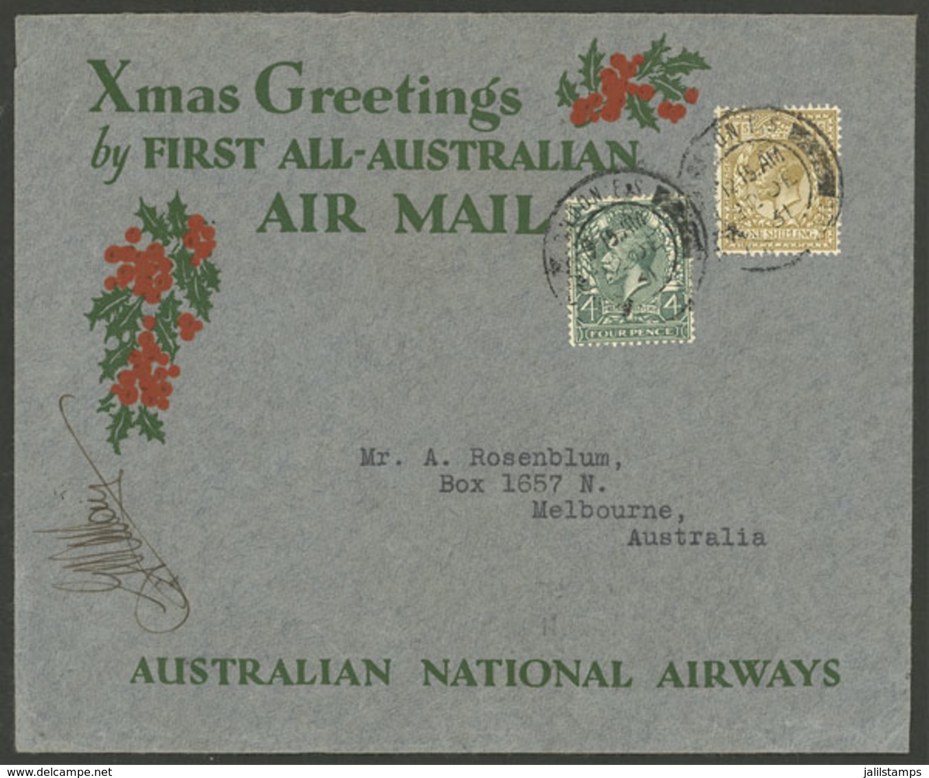 GREAT BRITAIN: 22/DE/1931 London - Australia, Special Cover Of Christmas Flight, Arrival Backstamp Of Melbourne 21/JA, V - Otros & Sin Clasificación