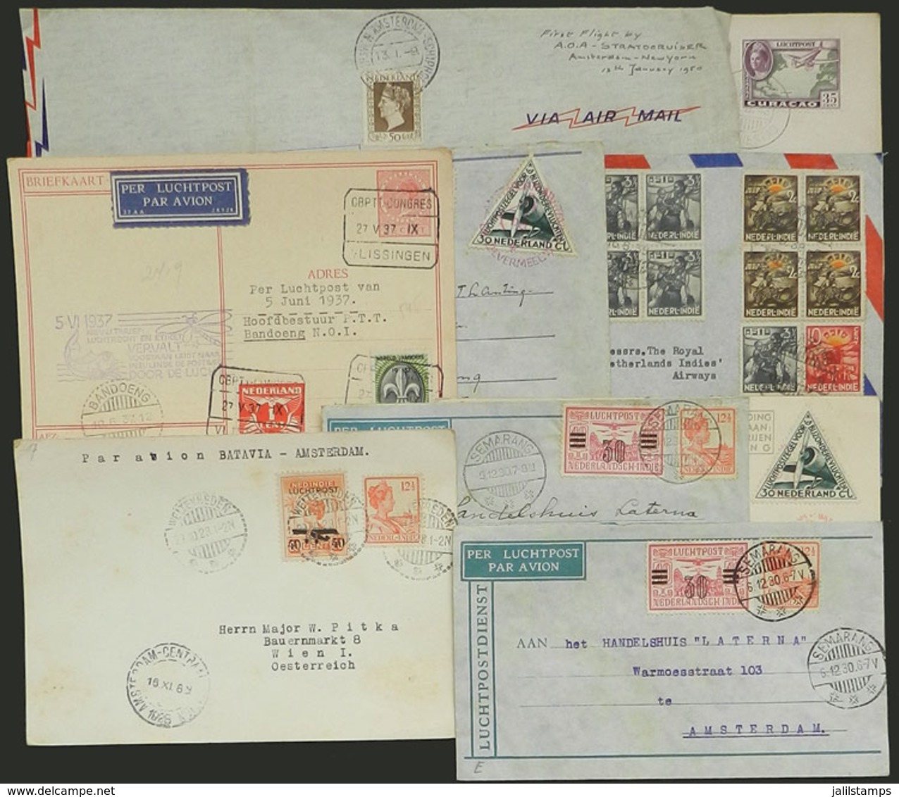 NETHERLANDS: 9 Covers Or Cards Carried On FIRST FLIGHTS Or Special Flights Between 1928 And 1950, Fine To Very Fine Gene - Otros & Sin Clasificación