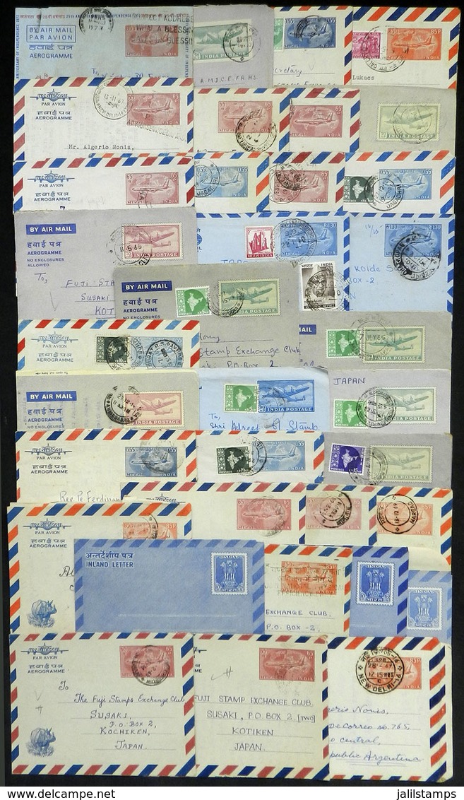 INDIA: 32 Aerograms Sent Abroad In 1960s + 3 Unused, Very Nice And Of VF General Quality! - Sonstige & Ohne Zuordnung