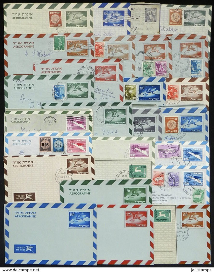 ISRAEL: 19 Aerograms Sent To Argentina In Late 1950s And Early 1960s + 1 Front Of Aerogram To Palestine + 7 Unused Aerog - Otros & Sin Clasificación