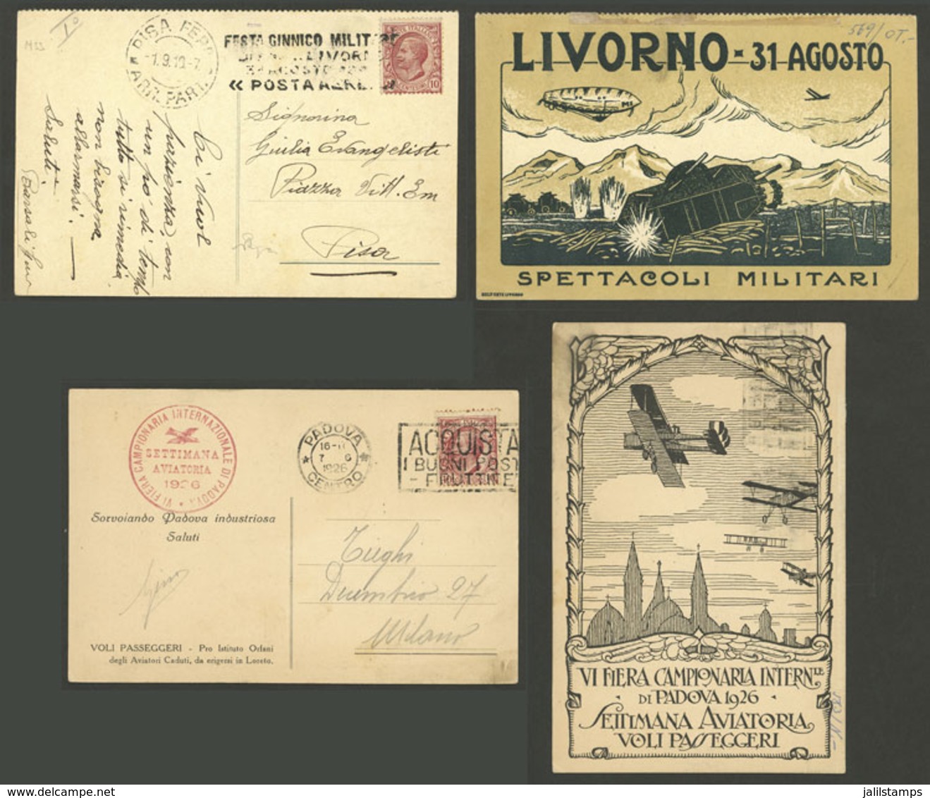 ITALY: 2 Special Postcards Commemorating Air Shows Of 1919 And 1926, VF! - Sin Clasificación