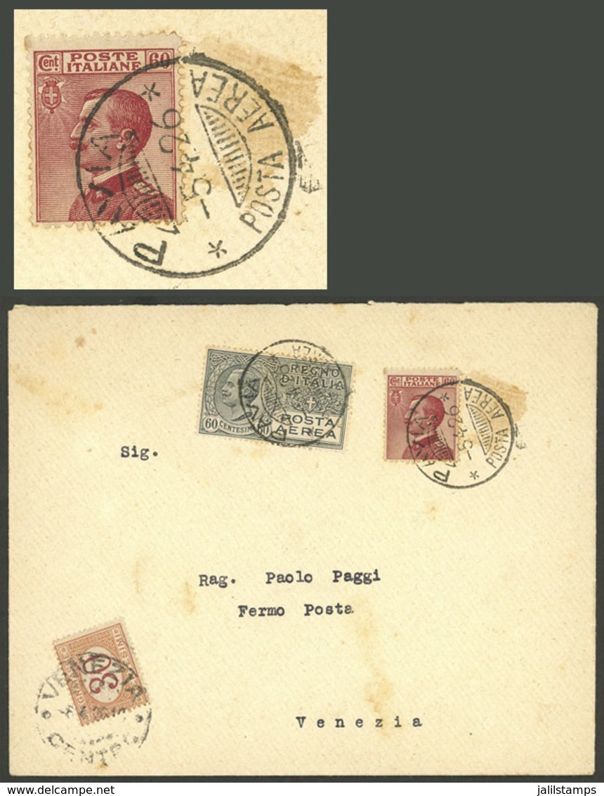 ITALY: 5/AP/1926 Pavia - Venezia, Cover Flown Between Both Cities, FIRST DAY OF USE Of Handstamp "PAVIA - POSTA AEREA",  - Sin Clasificación