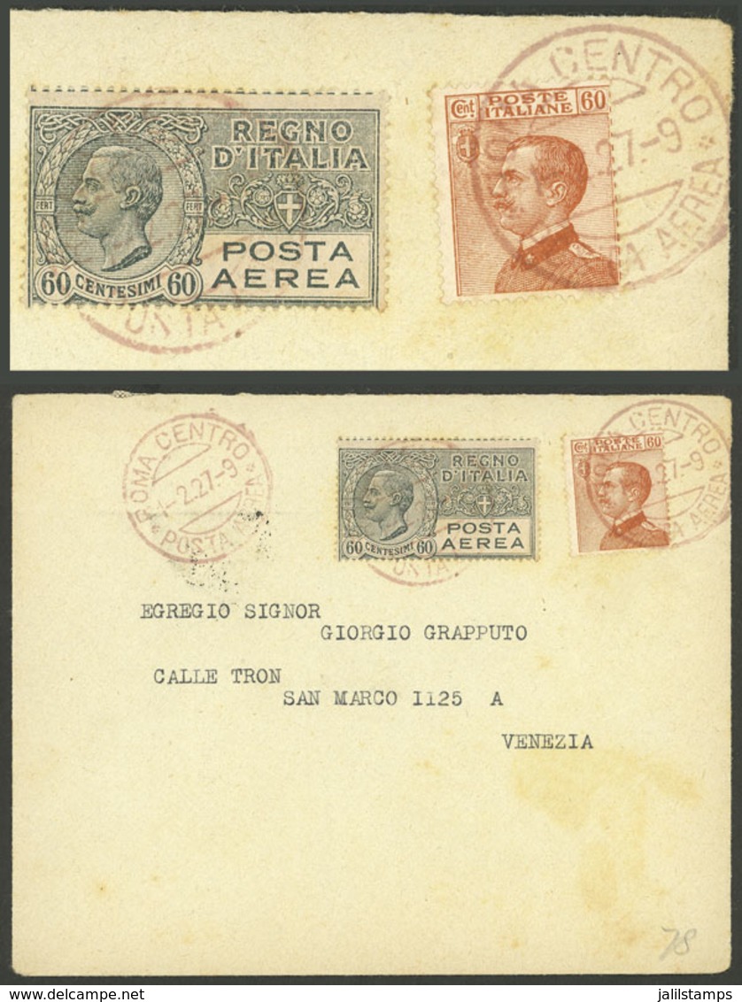 ITALY: 1/FE/1927 Roma - Venezia, Flight Not Carried Out, With Arrival Backstamp Of 11/FE, Very Nice! - Ohne Zuordnung