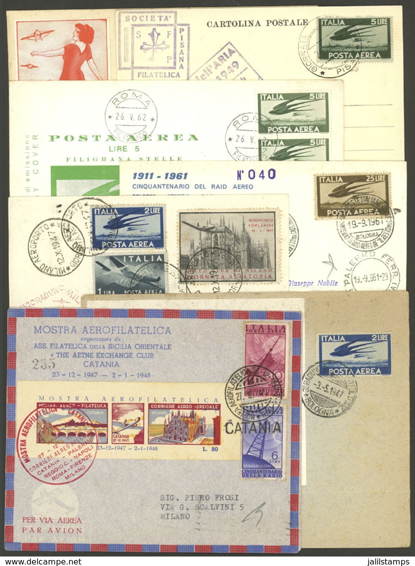 ITALY: 1945 To 1962, 7 Covers Or Cards Commemorating Special Flights, Aviation Exhibitions, Etc., With Special Postmarks - Ohne Zuordnung