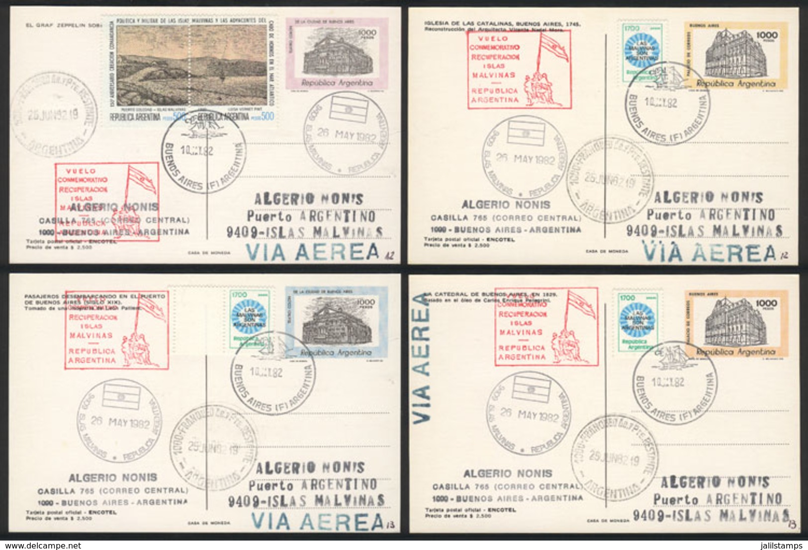 FALKLAND ISLANDS/MALVINAS: 26/MAY/1982 Buenos Aires - Puerto Argentino, Flight Commemorating The Occupation Of The Falkl - Falklandinseln