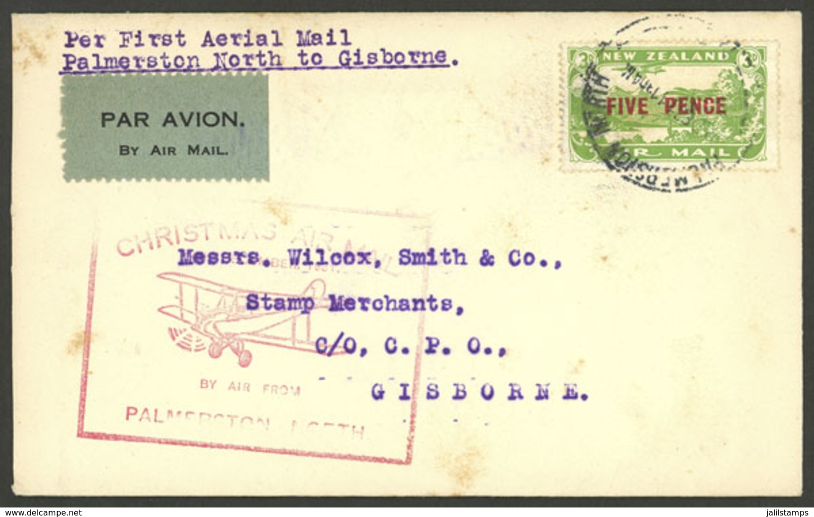 NEW ZEALAND: 24/DE/1931 Palmerston North - Gisborne, First Flight, Cover With Arrival Backstamp, Very Nice! - Otros & Sin Clasificación