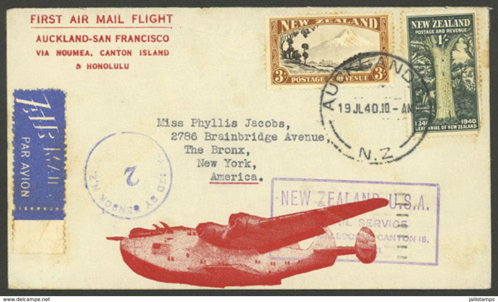 NEW ZEALAND: 24/DE/1931 Auckland - San Francisco, First Flight, Cover With Arrival Backstamp, Very Nice! - Other & Unclassified