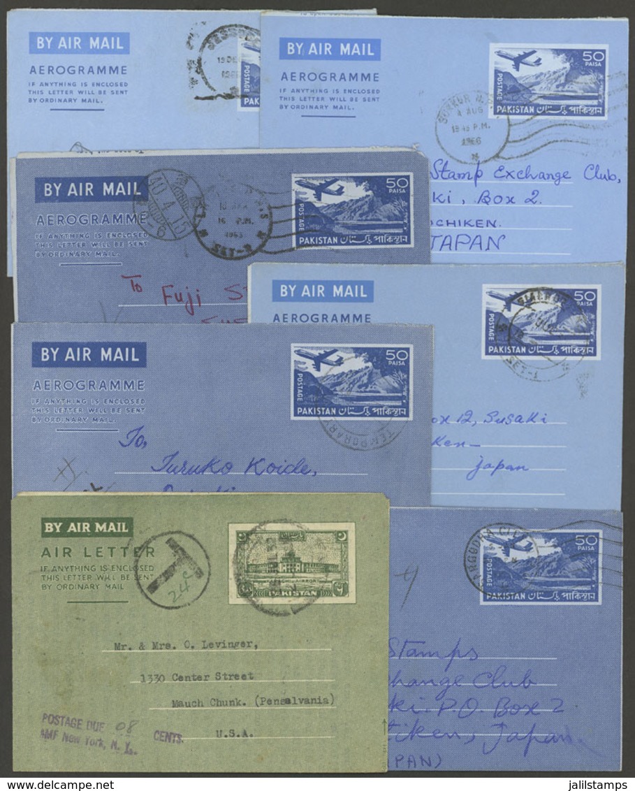 PAKISTAN: 7 Aerograms Sent Abroad Between 1952 And 1966, VF Quality! - Pakistán