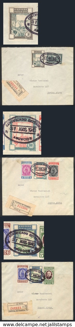 PARAGUAY: 3 Registered Covers Each One Franked By Yv.345, 348, 348 With Variety "flag With CROSS OMITTED". Each Cover In - Paraguay