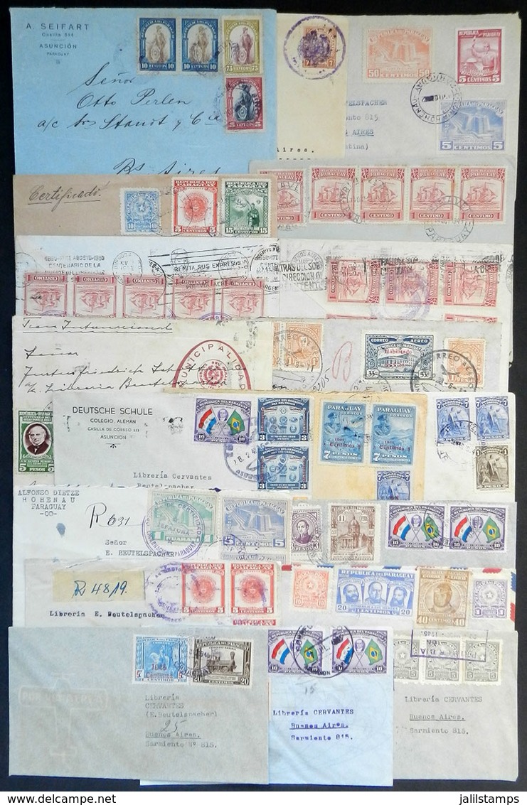 PARAGUAY: Good Lot Of 19 Covers Sent To Argentina Between 1917 And 1946 With Good Postages, Many With Very Scarce Cancel - Paraguay