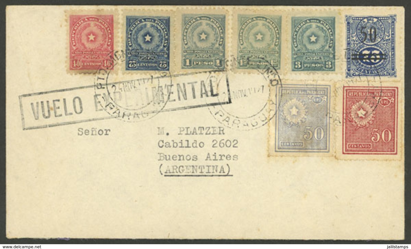 PARAGUAY: 25/NO/1927 Asunción - Buenos Aires, Experimental Flight Of Costes And Le Brix, Cover Of Excellent Quality With - Paraguay