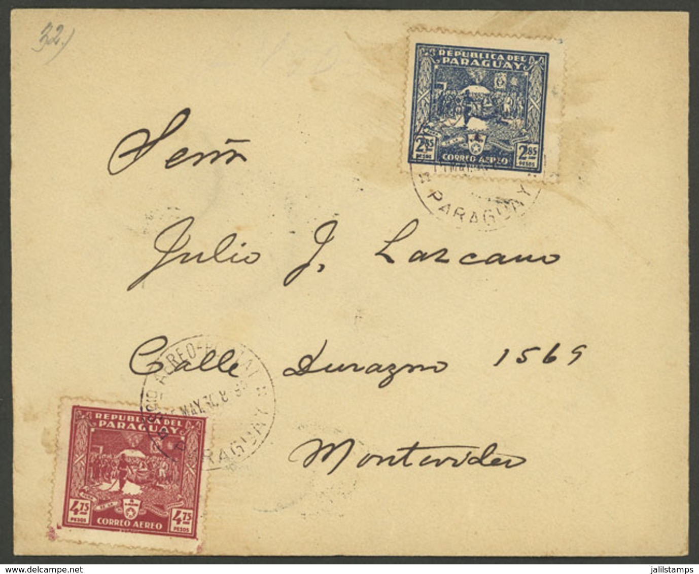 PARAGUAY: 15/MAY/1930 Asunción - Montevideo, Airmail Cover Carried By C.G.Aeropostale, Arrival Backstamp Of 17/MAY, VF Q - Paraguay