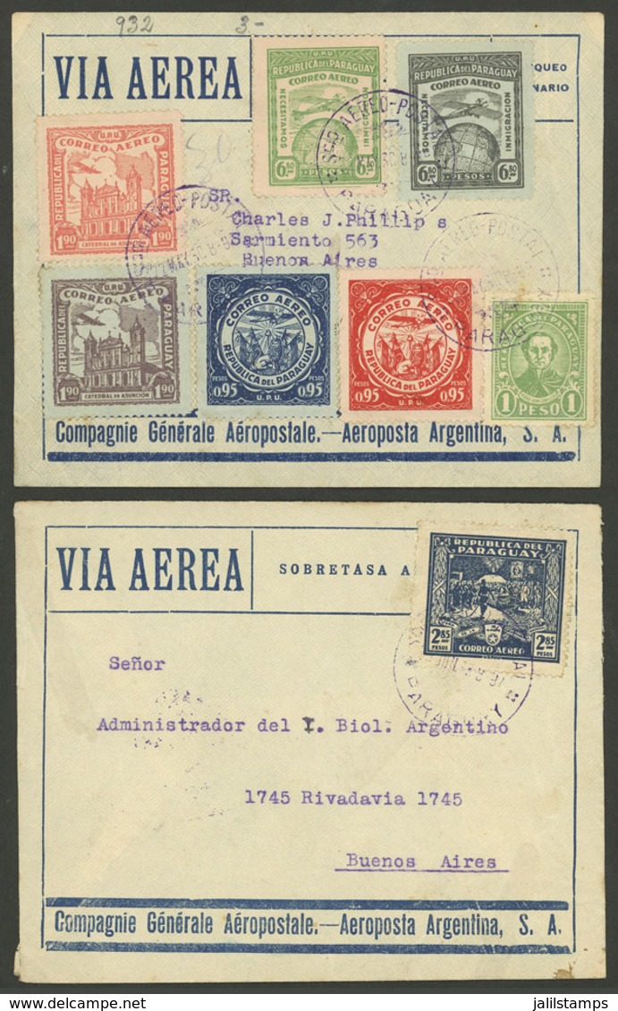 PARAGUAY: 22/MAY And 26/JUN/1930, 2 Covers Flown By Aeroposta Argentina S.A. From Asunción To Buenos Aires, VF Quality! - Paraguay