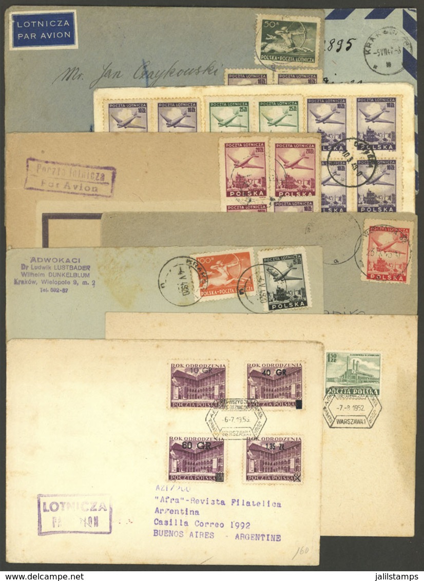 POLAND: 8 Covers Of The Years 1946 To 1955, Most Sent To Argentina, Interesting! - Otros & Sin Clasificación