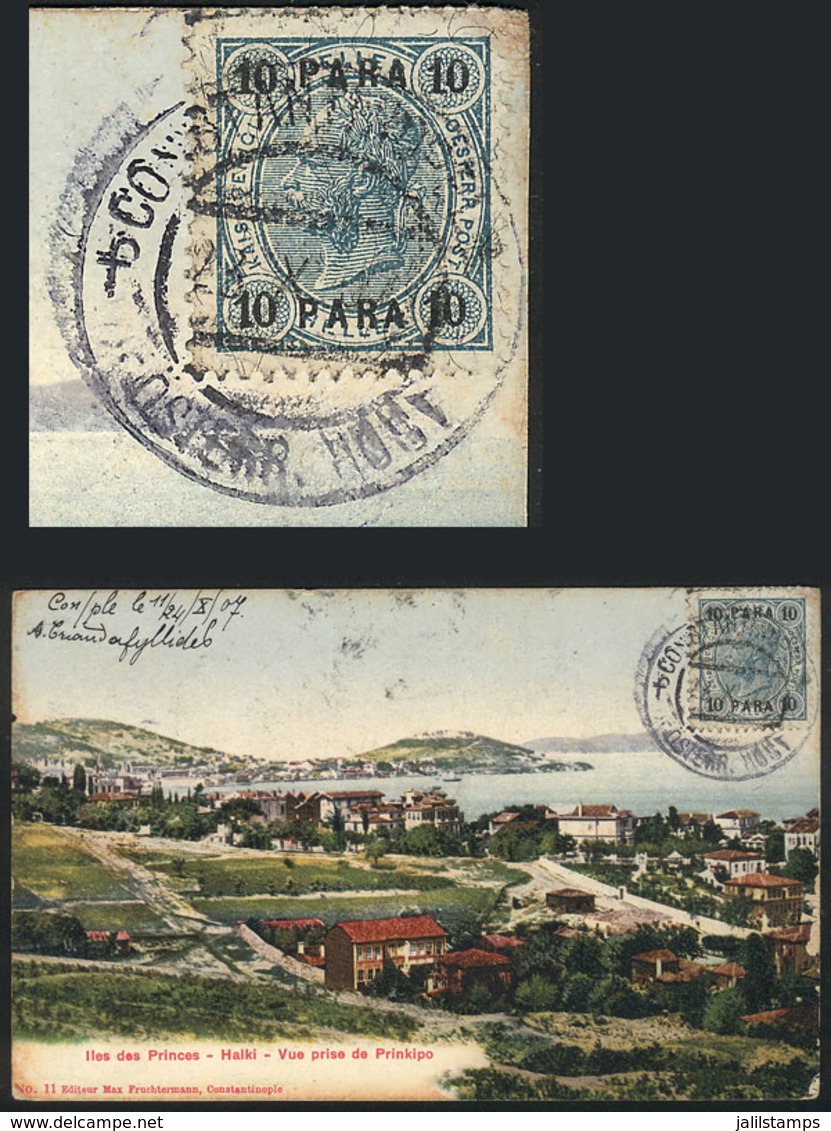 TURKEY - AUSTRIAN OFFICES: PC With View Of "Princes' Islands, Halki, View Of Prinkipo", Franked With 10Pa. (Sc.39), Sent - Sonstige & Ohne Zuordnung