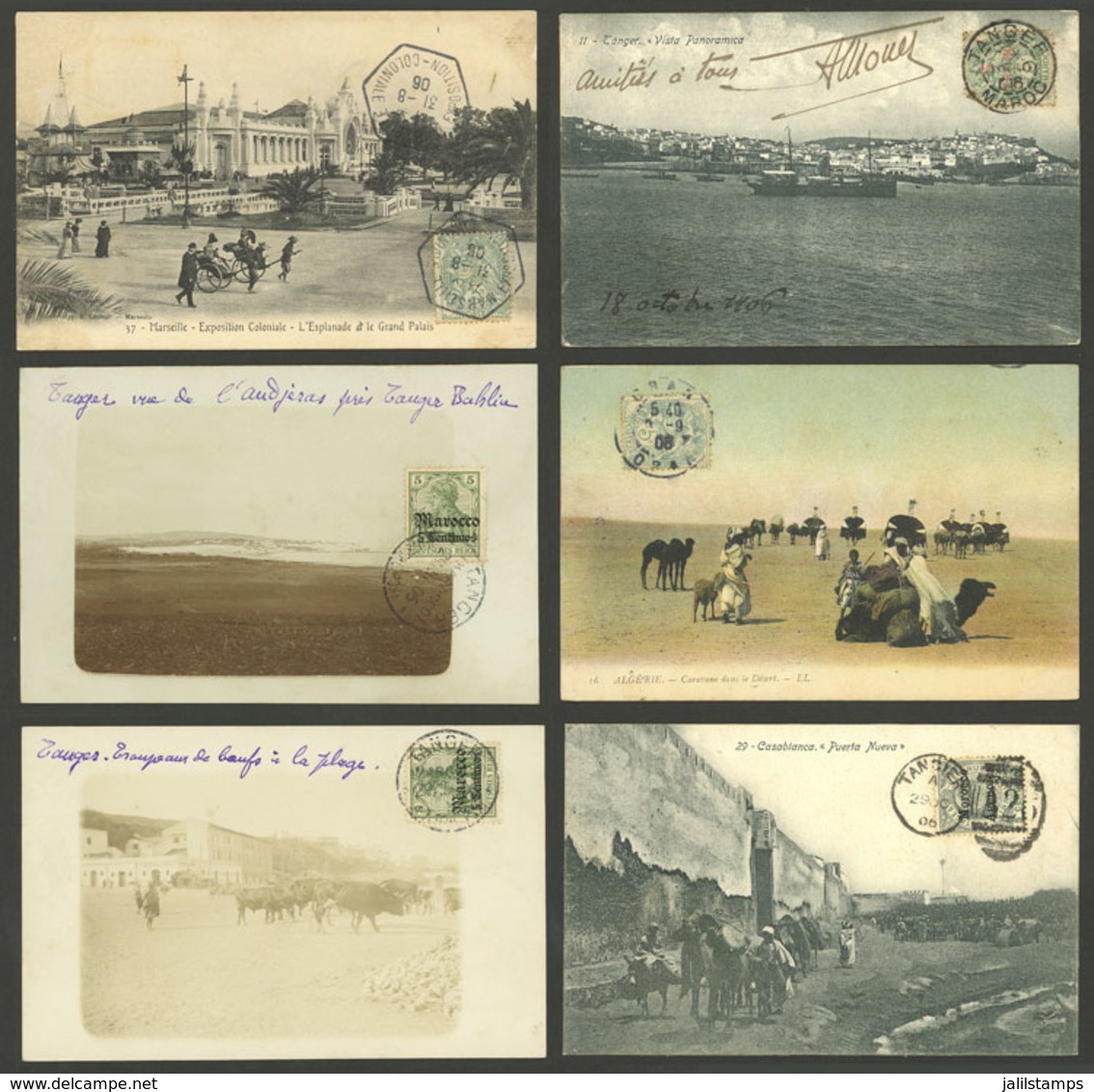 WORLDWIDE: 11 Postcards Used Between 1903 And 1924, One Of France In 1906 With Hexagonal Cancel "EXPOSITION COLONIALE MA - Otros & Sin Clasificación