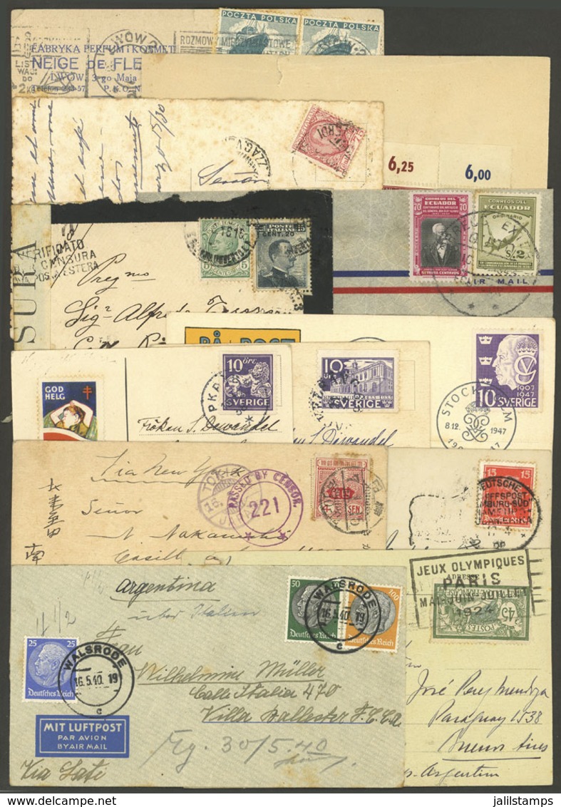 WORLDWIDE: 12 Covers Or Cards Of Circa Between 1924 And 1950, There Are Interesting Postages And Cancels! - Otros & Sin Clasificación