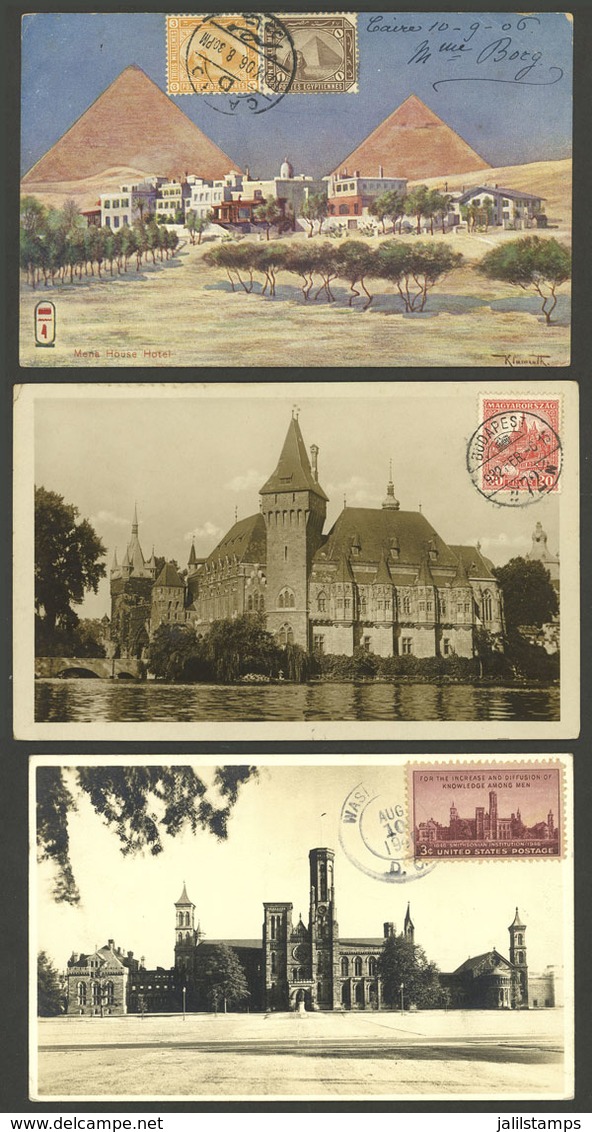 WORLDWIDE: OLD MAXIMUM CARDS: 3 Cards Of Hungary (1932), Egypt (1906) And USA (1946), VF Quality! - Sonstige & Ohne Zuordnung