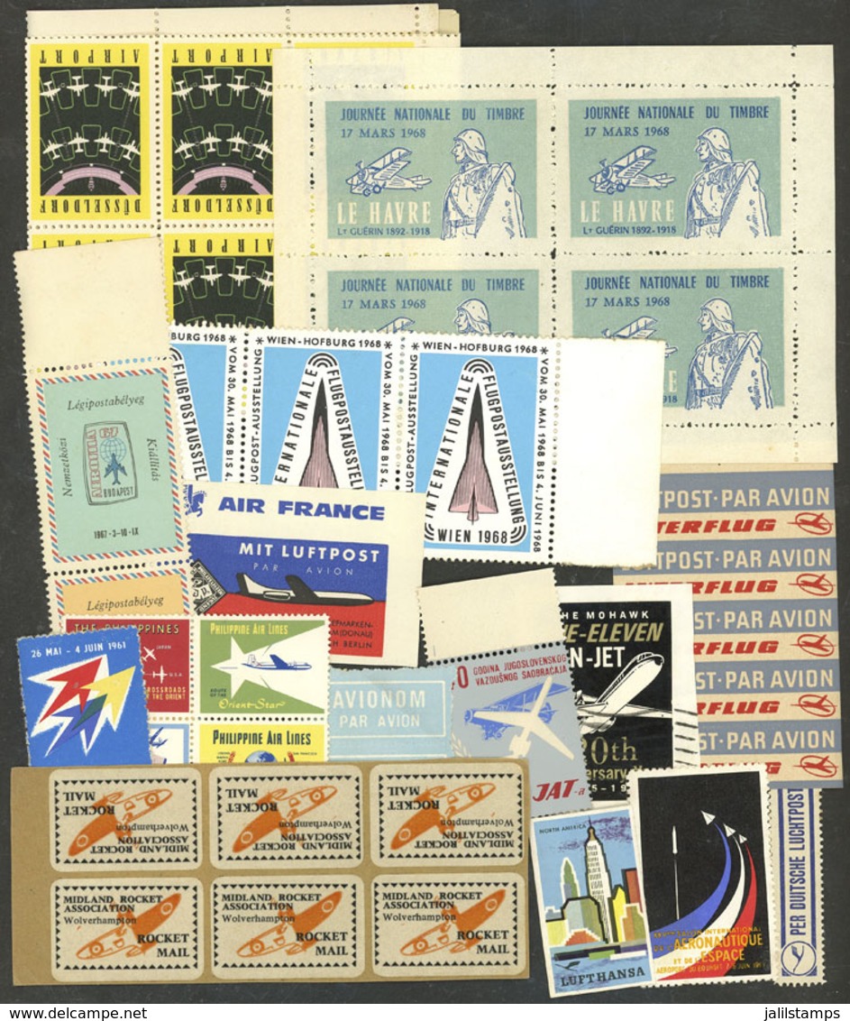 WORLDWIDE: AVIATION: Lot Of "by Airmail" Etiquettes And Varied Cinderellas, Most Of Fine Quality (some With Small Faults - Vignetten (Erinnophilie)