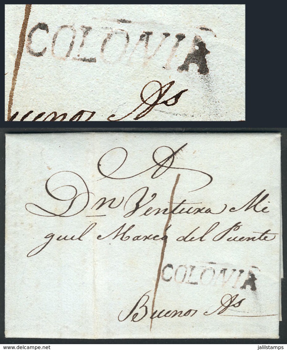 URUGUAY: Entire Letter Dated 13/NO/1806, Sent To Buenos Aires With Straightline "COLONIA" Along "1" Rating In Pen, Excel - Uruguay