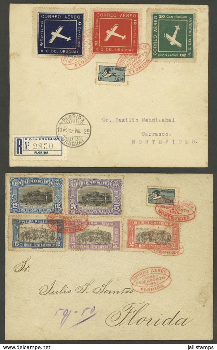 URUGUAY: 25/AU/1925 Montevideo - Florida And Florida - Montevideo, First Flights, Couple Of Covers Of Fine To VF Quality - Uruguay