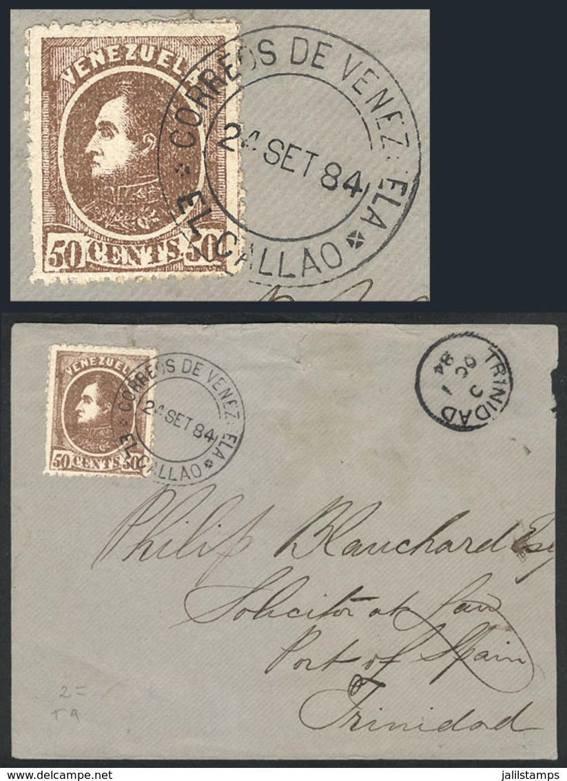 VENEZUELA: 24/SE/1884 El Callao - Port Of Spain (Trinidad): Cover Franked By Sc.72 ALONE, Rare, Part Of Back Flap Missin - Venezuela