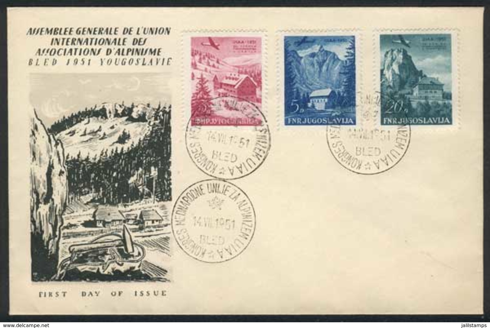 YUGOSLAVIA: Yvert 42/44, 1951 Alpinism Congress, On A First Day Cover, VF Quality! - Sonstige & Ohne Zuordnung
