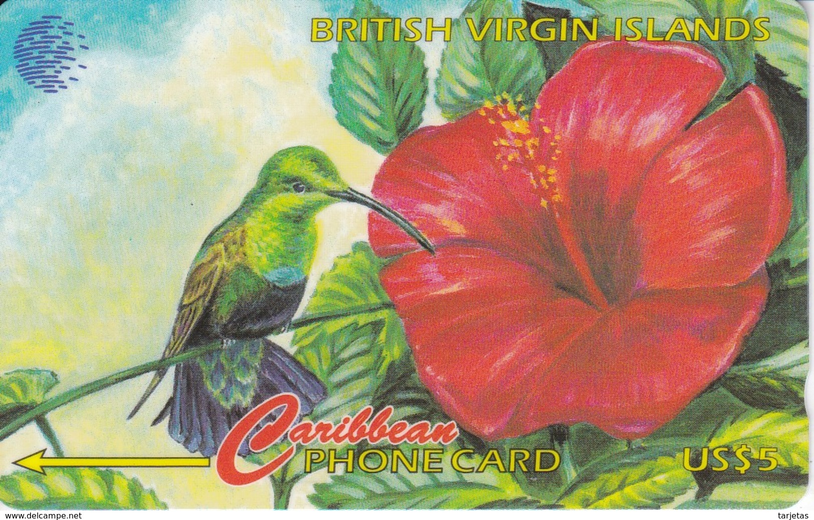 TARJETA DE VIRGIN ISLANDS DEL UN COLIBRI (BIRD-PAJARO)  (67CBVA) - Isole Vergini