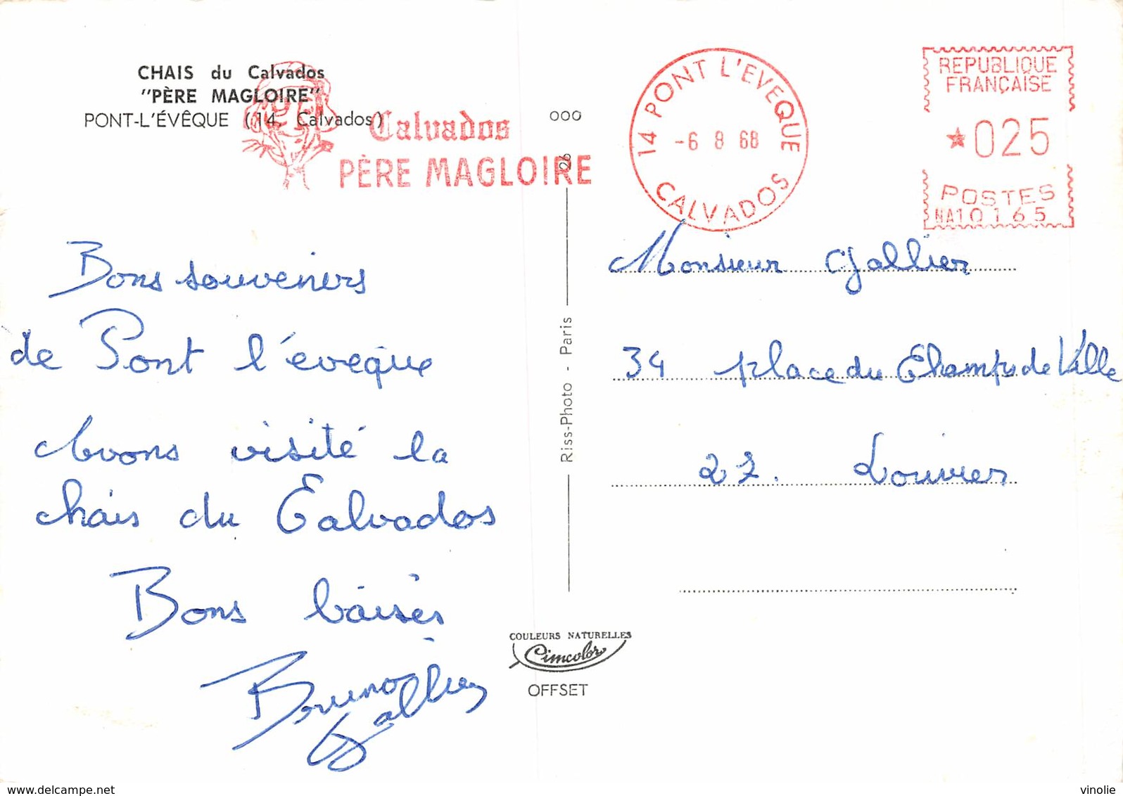 PIE-Z SDV-19-5241 : CALVADOS  PERE MAGLOIRE. ENCRE ROUGE. PONT L'EVEQUE - EMA (Empreintes Machines à Affranchir)