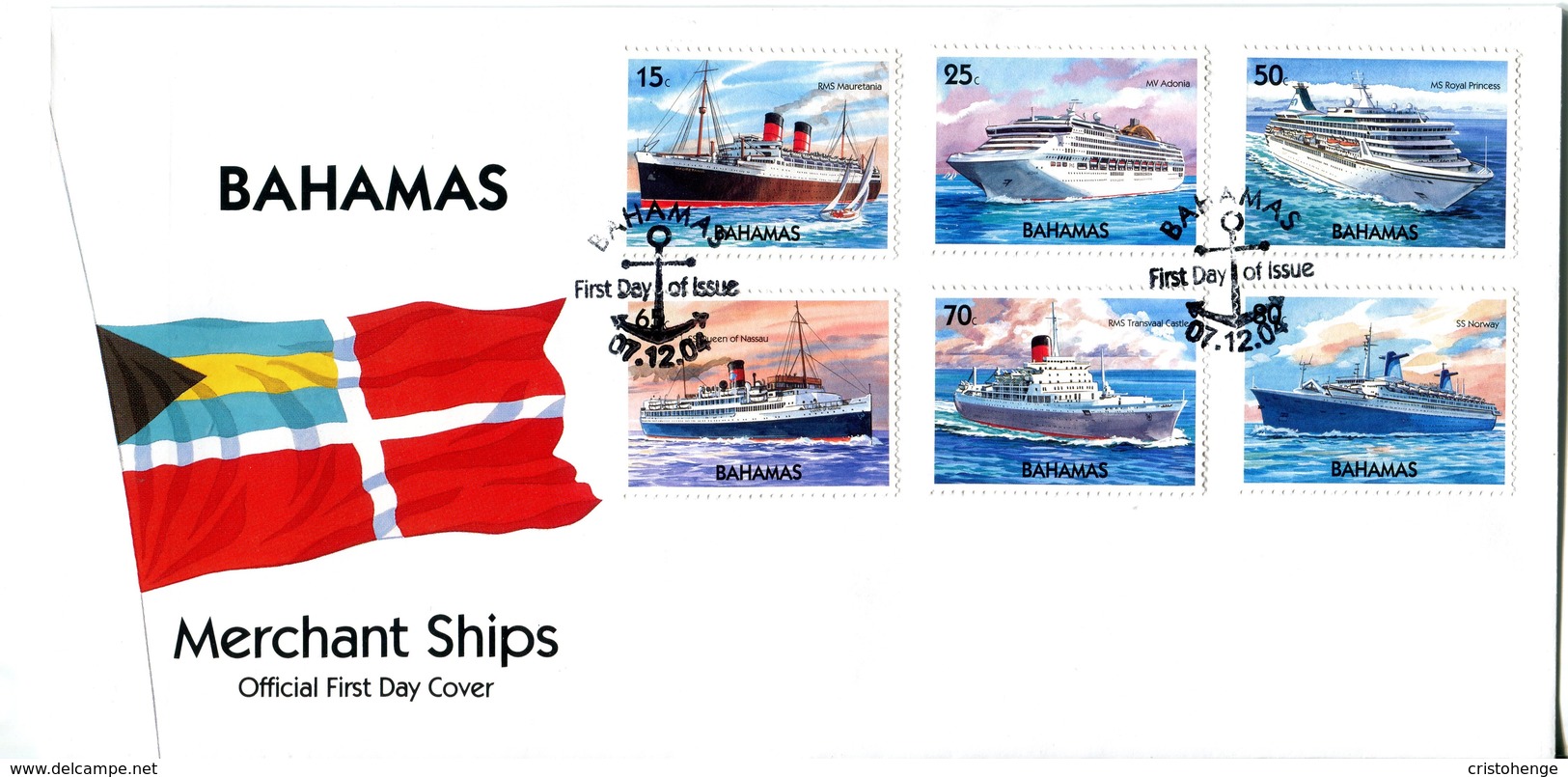 Bahamas 2004 Merchant Ships Set FDC (SG 1366-1371) - Bahamas (1973-...)