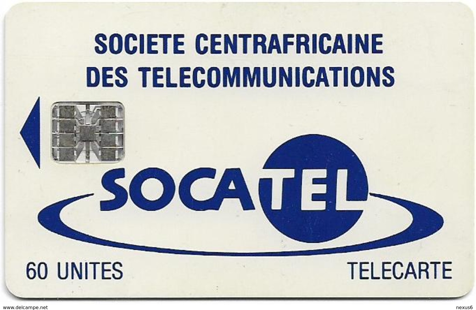Central African Rep. - Socatel - Logo Blue, With Moreno, (Cn. C4A147040 Red), SC7, 60Units, Used - República Centroafricana