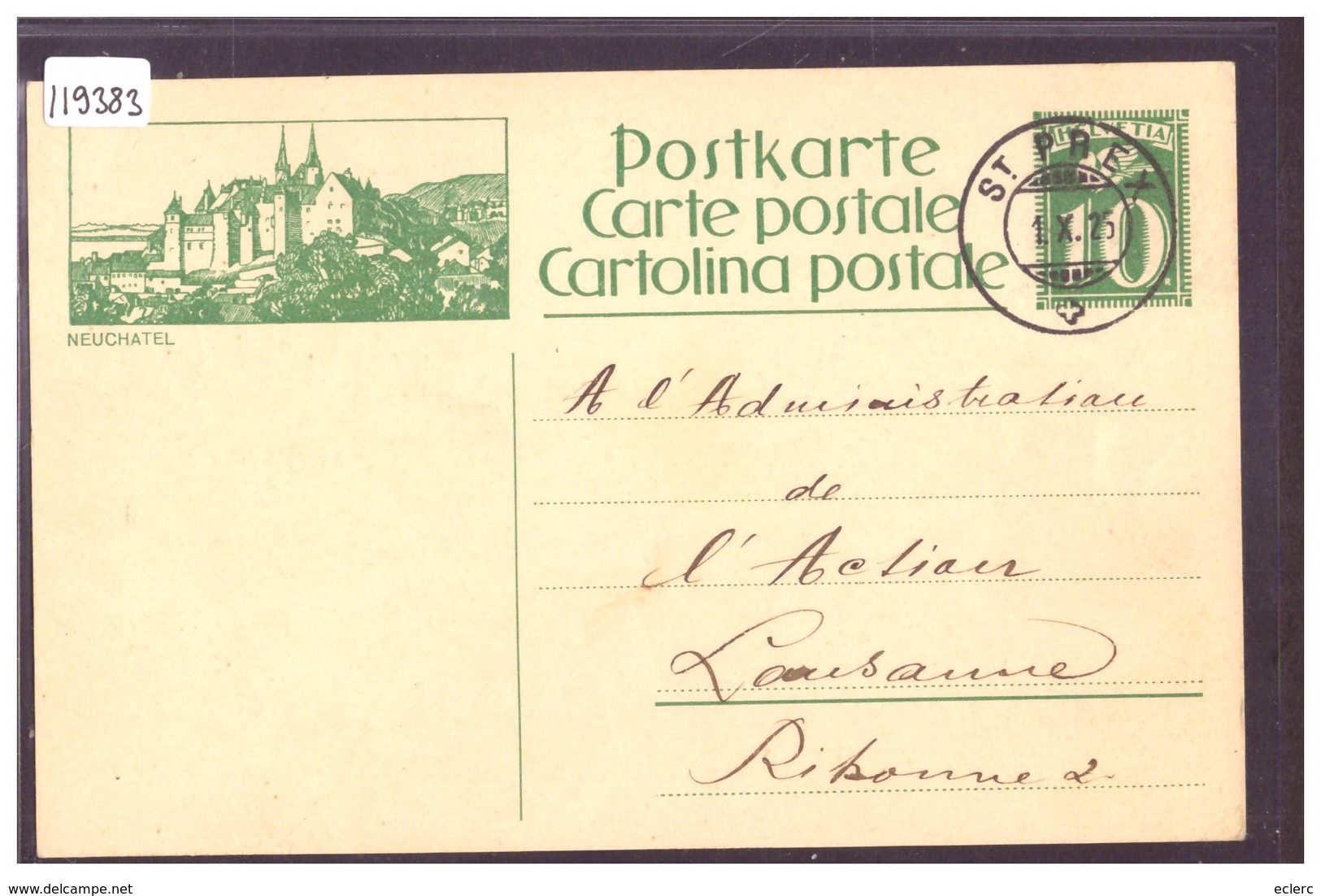 ENTIER POSTAL - GANZSACHE - CACHET " ST PREX " - TB - Saint-Prex