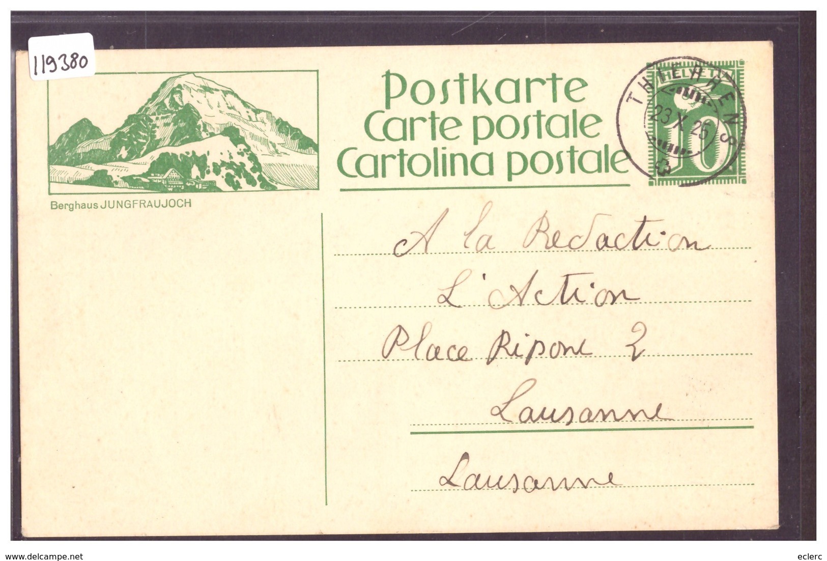 ENTIER POSTAL - GANZSACHE - CACHET " THIERRENS " - TB - Thierrens