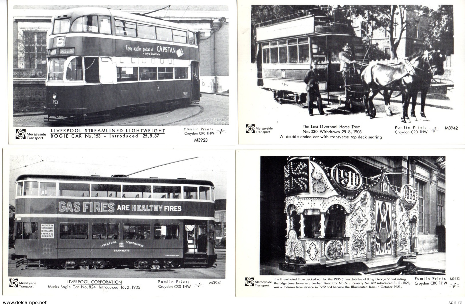 4 OLD POSTCARDS BUS COACHES PAMLIN PRINTS - Other & Unclassified