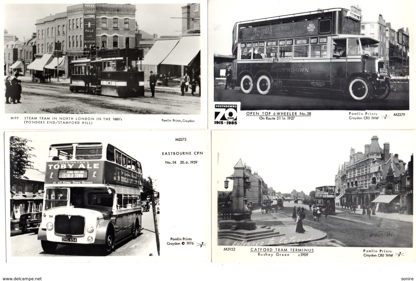 4 OLD POSTCARDS BUS COACHES PAMLIN PRINTS - Other & Unclassified