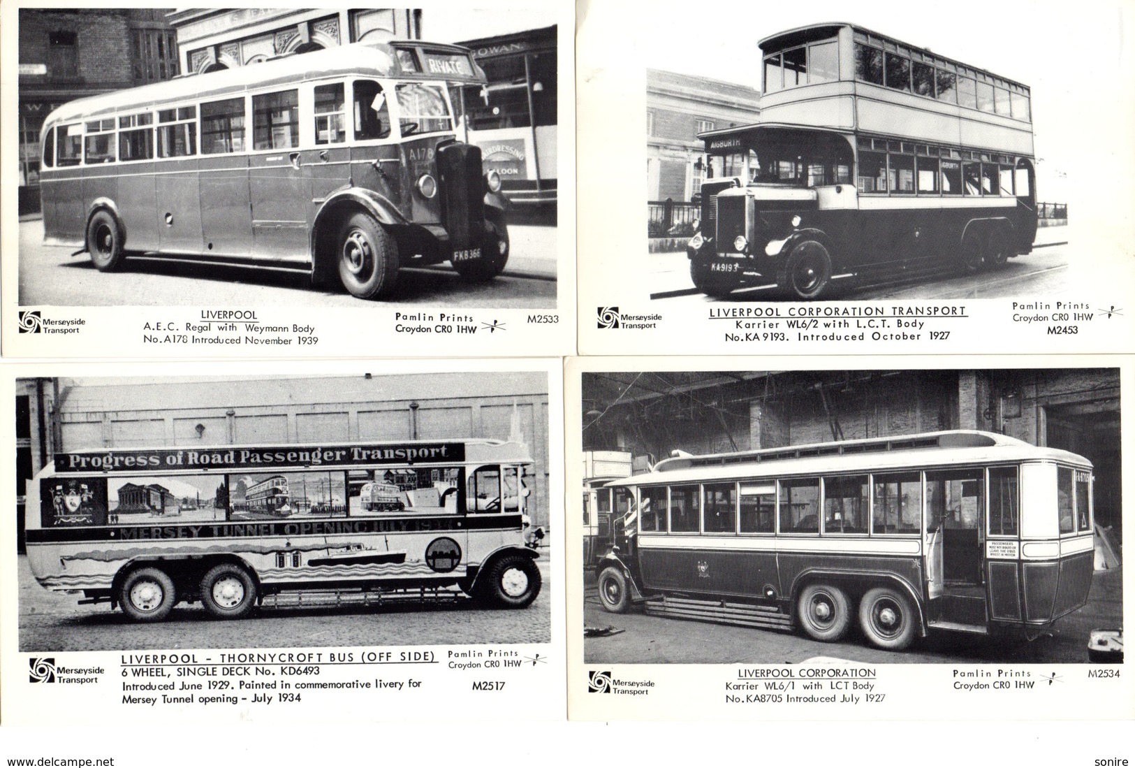 4 OLD POSTCARDS BUS COACHES PAMLIN PRINTS - Other & Unclassified